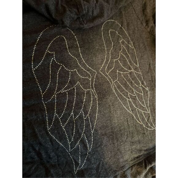 Victoria’s Secret VS large pink hooded full zip up sweatshirt angel wings grey - Picture 3 of 8
